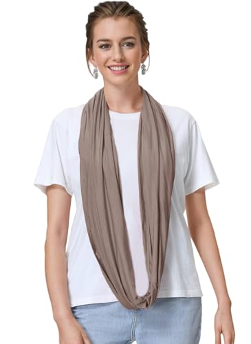 Lina & Lily Premium Modal Jersey Knit Women's Infinity Scarf Loop Lightweight - color: Khaki