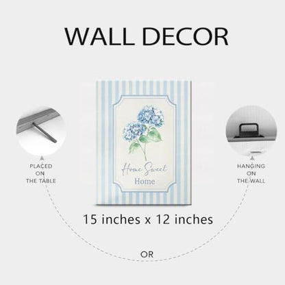 BEASTZHENG Home Sweet Home Blue Hydrangea Canvas Wall Art Home Wall Decor - color: Home sweet home