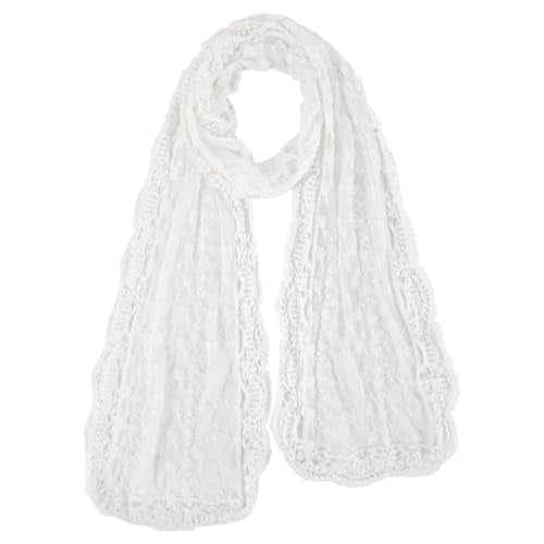 GERINLY Fashion Scarves for Women Lightweight Lace Printed Scarf Shawl Wrap - color: Snowwhite