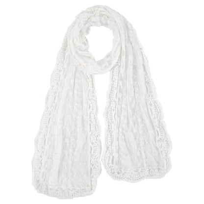 GERINLY Fashion Scarves for Women Lightweight Lace Printed Scarf Shawl Wrap - color: Snowwhite
