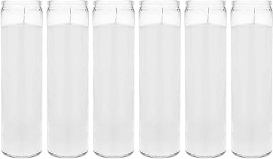 Glass Assorted Religious Candle, White, Case of 24. Aspen Brands Classic White Candles in Glass, Set of 24, 8-INCHES Tall. Blessed Sanctuary Devotional Prayer Candle, - color: White, size: 24 Pack