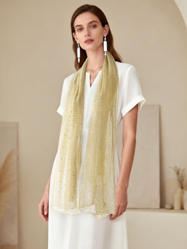 GERINLY Fashion Scarves for Women Lightweight Lace Printed Scarf Shawl Wrap - color: Gold