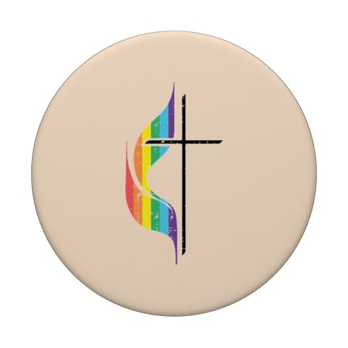 Gay Christian Cross Rainbow Methodist LGBTQ Pride Men Women PopSockets Adhesive PopGrip - style: Adhesive PopGrip