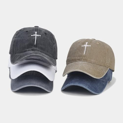 Quanhaigou Baseball Cap Dad Hat Adjustable Fashion Hats for Men Women Polo Trucker Unisex Style Headwear - color: Black Cross