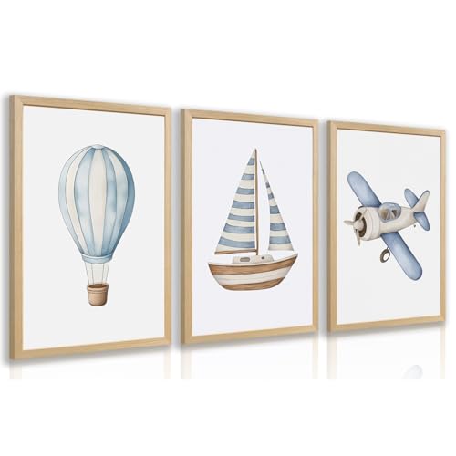 Hot Air Balloon Nursery Decor, Baby Boy Nursery Decor,Airplane Wall Decor - color: ShipPlanesHotAirBalloon, size: 16"L x 12"W