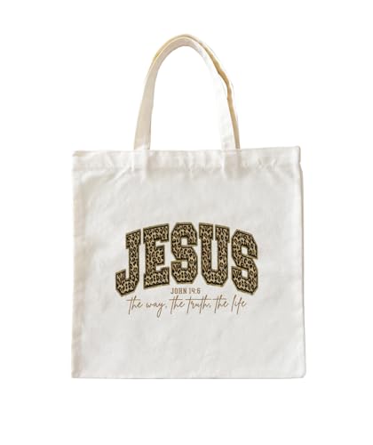 Christian Jesus Inspirational Canvas Tote Bag for Church Baptism - color: Jesus1