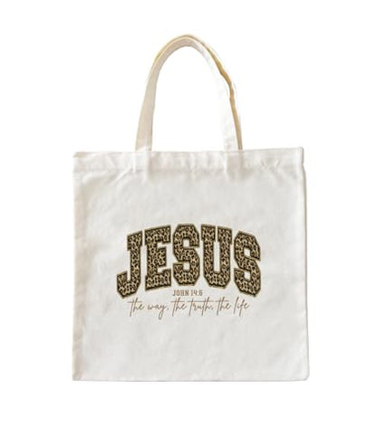 Christian Jesus Inspirational Canvas Tote Bag for Church Baptism - color: Jesus1