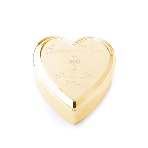 Cherished Moments Personalized Cross Jewelry Box, Heart Keepsake - color: Gold-Custom Cross