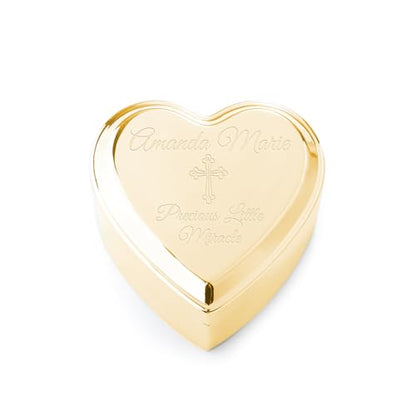 Cherished Moments Personalized Cross Jewelry Box, Heart Keepsake - color: Gold-Custom Cross