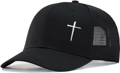 TSSGBL Various Gift Hats for Men - M L XL XXL Big Head Fit, Adjustable Mesh Trucker Ball Cap, Ideal Gifts - color: Black ( Cross ), size: XX-Large-3X-Large