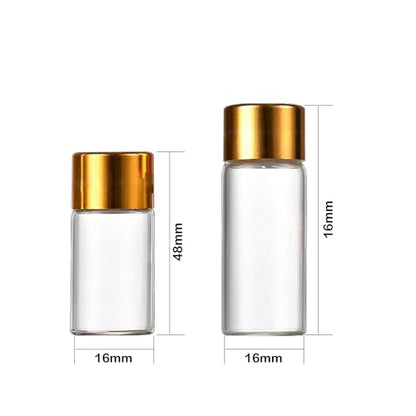 50Pcs 5ml Mini Essential Oil Bottles with Orifice Reducers and Gold Caps,5ml Clear Glass Bottles Vials Sample Bottles, for Perfume, Aromatherapy, Cosmetic Oils Container - size: 5ml