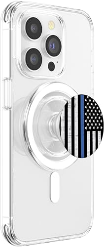 Thin Blue Line US Flag Police Officer Law Enforcement Gift PopSockets PopGrip for MagSafe - style: Magnetic PopGrip