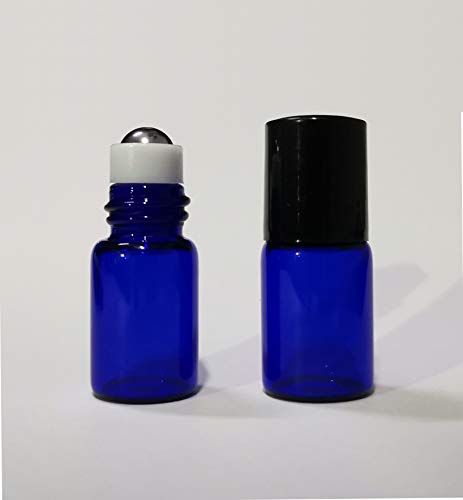 20 Pack Set 2ML(5/8 Dram) Mini Sample Roll Glass Bottles for Essential Oils Roller Refillable Perfume Roll Bottle (2ML Blue) - color: 2ML Blue