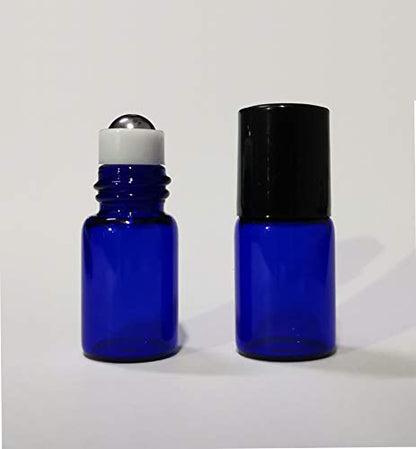 20 Pack Set 2ML(5/8 Dram) Mini Sample Roll Glass Bottles for Essential Oils Roller Refillable Perfume Roll Bottle (2ML Blue) - color: 2ML Blue