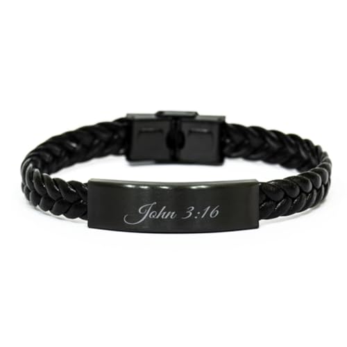 John 3 16 Bracelet Braided Leather