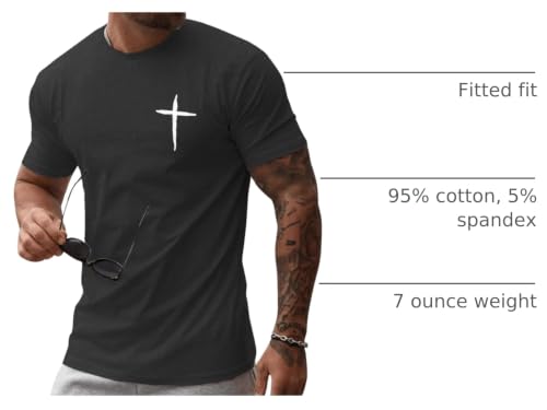 Mens Short Sleeve Cotton T-Shirts Crew Neck Jesus Cross Printed Shirts Faith Christ Shirts - color: Dark Grey, size: Medium