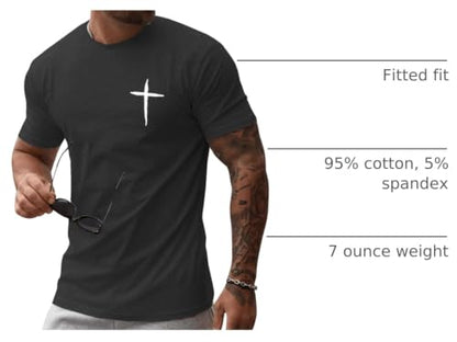 Mens Short Sleeve Cotton T-Shirts Crew Neck Jesus Cross Printed Shirts Faith Christ Shirts - color: Dark Grey, size: 3X-Large