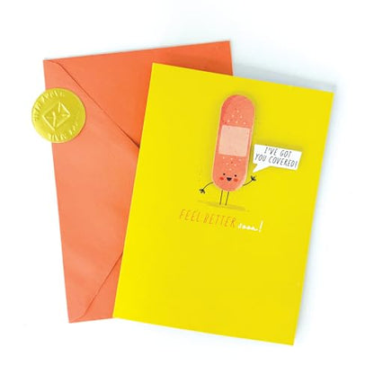 Got You Covered Handmade Card by Graphique, Feel Better Soon, Recovery, Family and Friends, 5" x 7" - color: Got You