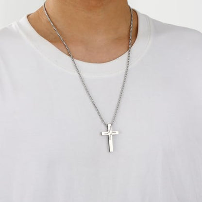 Baseball Bible Verse Cross Necklace for Boys Men, Stainless Steel Cross Pendant Baseball Game Day Christian Religious Jewelry Gifts for Teen Boys Kids - color: Silver, style: MATTHEW 28:20