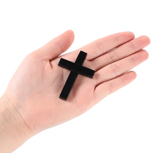 meekoo Natural Wooden Cross Bulk Pendants Mini Cross Beads Bulk for DIY Crafts Jewelry Making - color: Black, size: 1.57 x 2.36 x 0.2 Inch