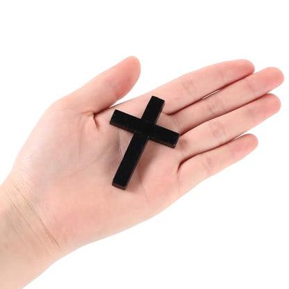 meekoo Natural Wooden Cross Bulk Pendants Mini Cross Beads Bulk for DIY Crafts Jewelry Making - color: Black, size: 1.57 x 2.36 x 0.2 Inch