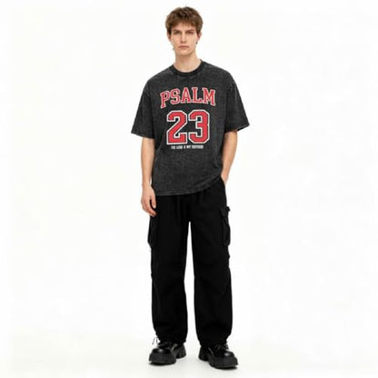 Graphic Tees Summer Women Men Cotton Novelty Oversized Crew Neck Psalm of Bible Christian Washed T-Shirt - color: Black, size: Medium