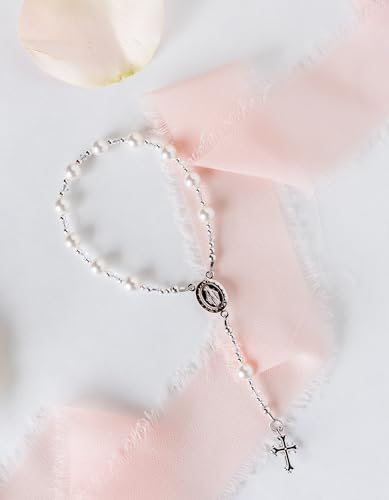 Precious Pieces Baby First Rosary .925 Silver or 14K Gold-Plated - color: White-SILVER