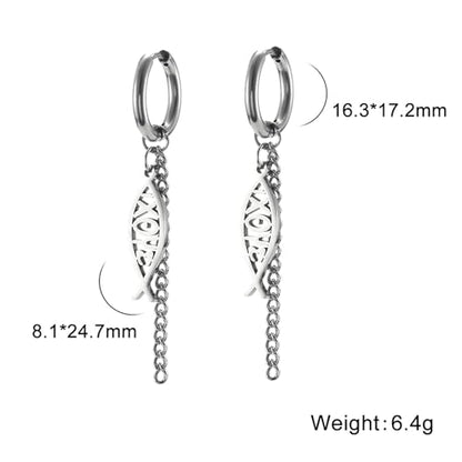 Ichthus Fish Dangle Earrings Ichthus Cross Earrings Christian Jesus Fish Earrings Religious Jewelry Christian Symbols Accessories Gift for Women - color: Jesus Fish silver