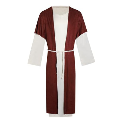 Mens Shepherd Costume Adult Jesus Robe Nativity Church Cosplay Outfit Biblical Times Tunic Dress Up Suit - size: Large