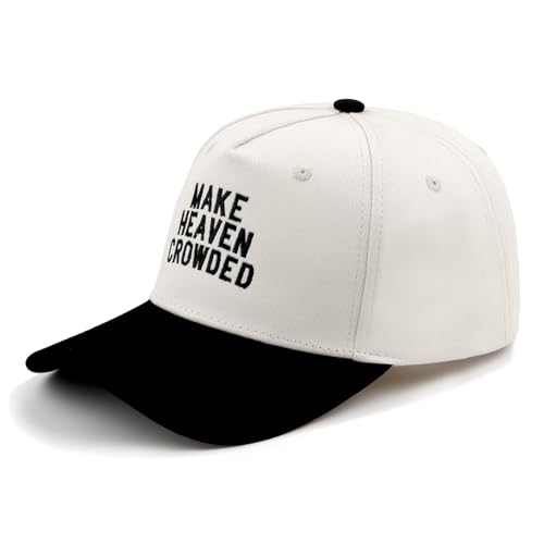 Embroidered Christian Two-Tone Baseball Cap for Men & Women, Adjustable Dad Hat Christmas Easter Gift - color: Make Heaven Crowded, Black/Beige