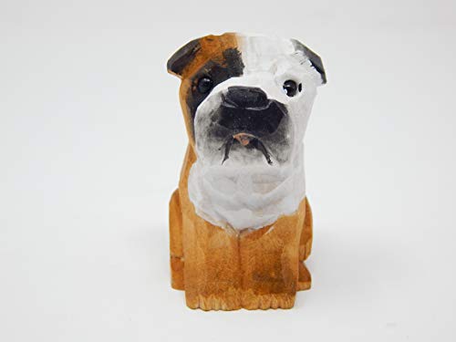 Selsela English Bulldog Wooden Figurine – Hand-Carved Miniature Puppy Dog Statue, Small Pet Canine Sculpture, Handmade Home Decor & Collectible Gift - style: English Bulldog