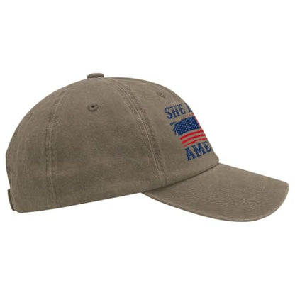 She Loves Jesus and America Too Hats for Womens Soft Washed Distressed Baseball - color: She Loves Jesus and America Toopigment Khaki1