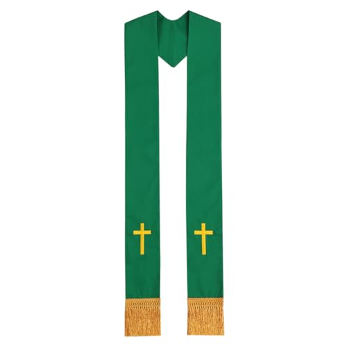 BLESSUME Church Clergy Pastor Cross Embroidered Stole - color: Green 8