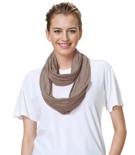 Lina & Lily Premium Modal Jersey Knit Women's Infinity Scarf Loop Lightweight - color: Khaki