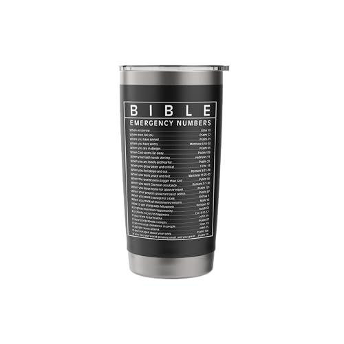 Bible Emergency Hotline Numbers Bible Verse Scripture Gift Stainless Steel Insulated Tumbler - color: Black