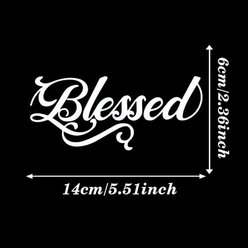 2-Pack Blessed Vinyl Decal - 5.5"x2.4" Waterproof Christian Lettering Sticker for Cars, SUVs, RVs & Laptops - BD54 (White) - color: White