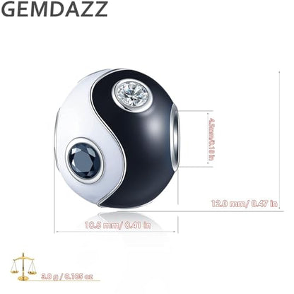 GEMDAZZ Religious Series Charm 925 Sterling Silver Chinese Yin Yang,Keep Faith Cross Dice Charms Beads Fit Men Women Bracelet Gift for Christmas/Mothers Day - color: Yin Yang Taichi Charm