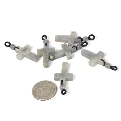 Justinstones Natural Gemstone Carved Cross Reiki Chakra Pendant Necklace 22 Inch - color: 30mm Labradorite