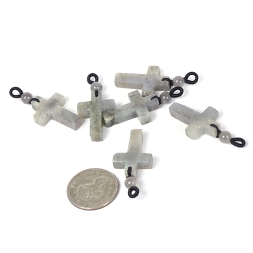 Justinstones Natural Gemstone Carved Cross Reiki Chakra Pendant Necklace 22 Inch - color: 30mm Labradorite