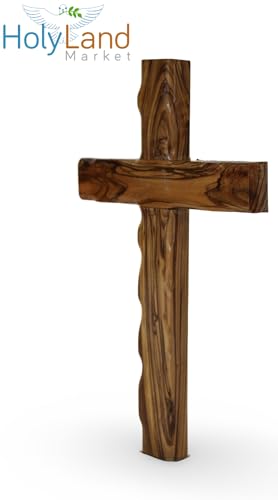 Holy Land Market Hand Carved Olive Wood Wall Cross 10 Inch - size: 10"L x 6"W