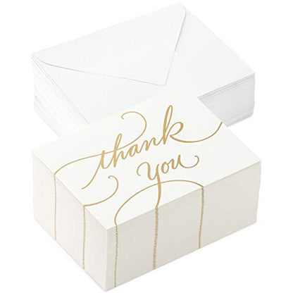 Hallmark Thank You Cards,Gold Foil Script (100 Thank You Notes with Envelopes) for Wedding,Baby Shower,Bridal Shower,Graduation,(Pack of 12) - size: 5.2 x 3.75 inch (Pack of 12)