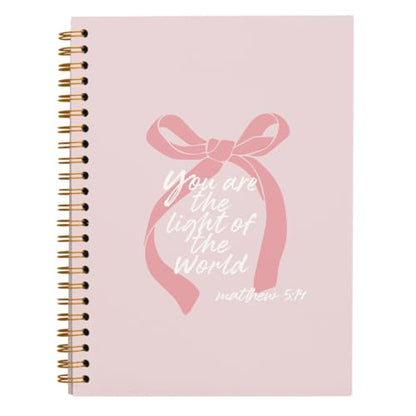 Christian Pink Bow Spiral Notebook Journal Gifts for Women Teen Girl - color: you are the light of the world