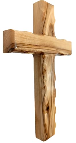Zuluf 6.2" Olive Wood Plain Wall Cross | Christian Handmade Wooden Cross for Wall from Jerusalem Holy Land | Wall Cross for Home Decor | Catholic Wall Art | Religious Christian Decor Gift - size: 6.3"L x 3.9"W