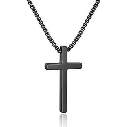 M MOOHAM Cross Necklace for Men Teen Boys 16-30 Inch - color: "Black: Cross Pendant 1.7"*1.0"