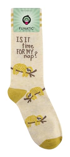 FUNATIC Crazy Socks with Funny Sayings - Novelty Gift for Men, Women, Adult - color: Time for My Nap