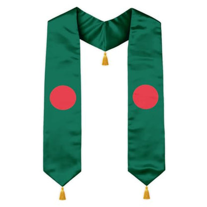 Graduation Stole Country Flag Grad Sash with Gold Tassels - 72 Inch V-Neck Satin Stoles for 2026 Graduate - color: Bangladesh Stole