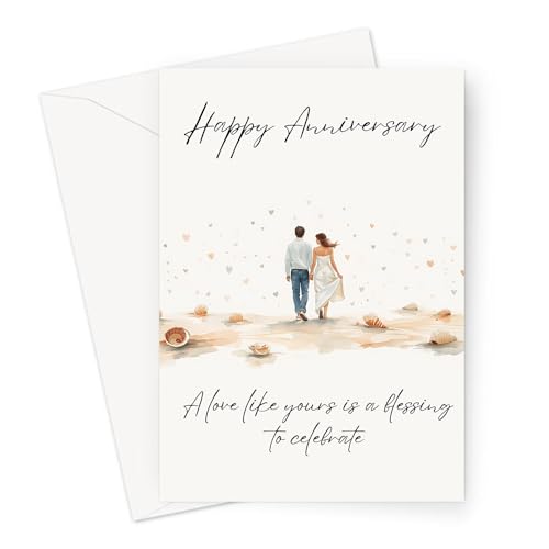 Christian Wedding Anniversary Card For Husband or Wife | Religious Wedding Milestone Anniversary Greeting Card For Couples with Inspiring Scripture and Bible Verses (A Love Like Yours Is A Blessing To Celebrate) - color: A Love Like Yours Is A Blessing To