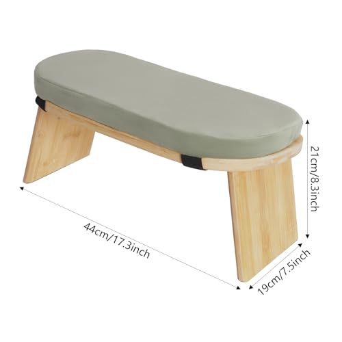 Meditation Bench, Folding Yoga Kneeling Stool, Portable Bamboo Prayer Cushion, Japanese Floor Chair (Green) - color: Green