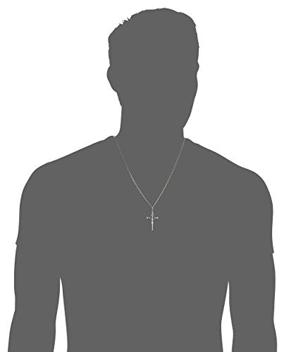 Amazon Essentials Men's Sterling Silver Crucifix Cross Pendant Necklace with Stainless Steel Chain, 24", Religious Christian Jewelry