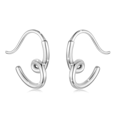 Silver Plated Hoop Earrings for Women Infinity Angel Feather Pearl Turquoise Cross Star Huggie Ear Buckles Hypoallergenic Posts Dainty Jewelry Gift - color: Silver Heart